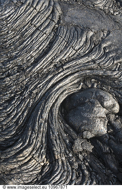 'Folds of cooled lava in Hawaii Volcanoes National Park; Island of Hawaii  Hawaii  United States of America'