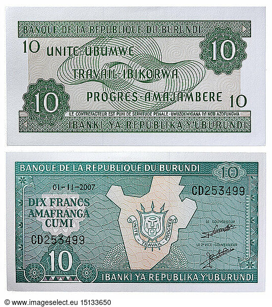 10 Francs banknote  Burundi  2007