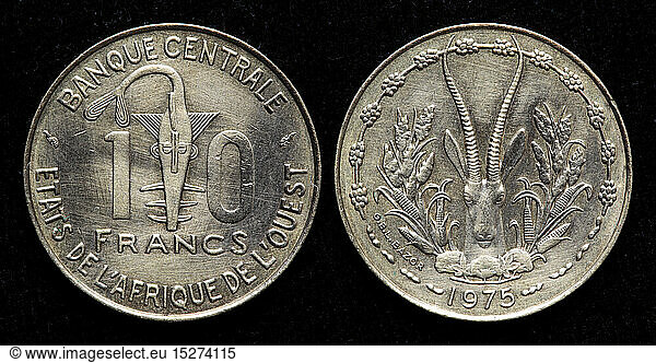 10 Francs coin  West African States  1975