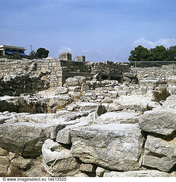Ü Geo.  Griechenland  Kreta  Gebäude  Palast von Phaistós  Blick zum höher gelegenen Teil  um 1800 v.Chr.