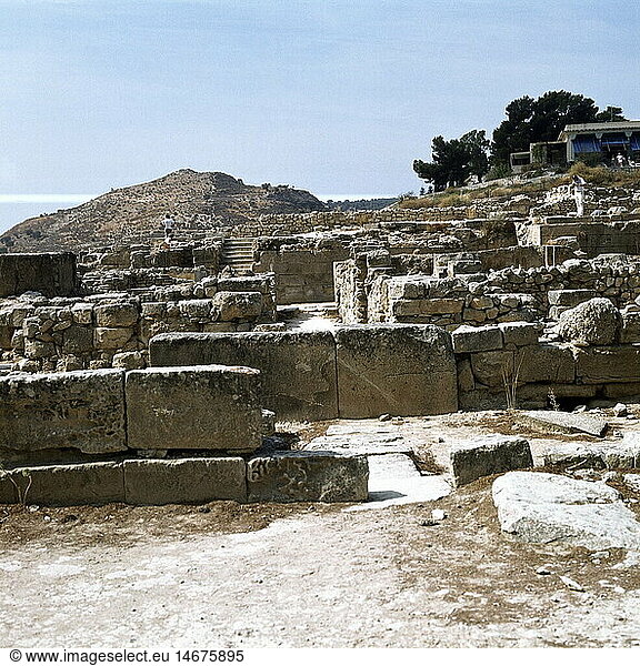 Ãœ Geo.  Griechenland  Kreta  GebÃ¤ude  Palast von PhaistÃ³s  Blick zum hÃ¶her gelegenen Teil  um 1800 v.Chr.