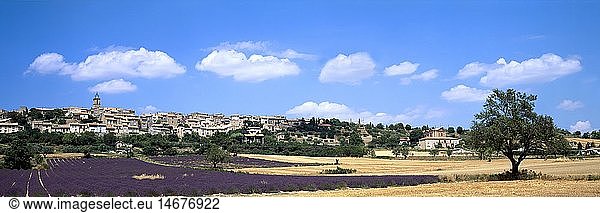 Ãœ Geografie  Frankreich  Puimoisson  Stadtansichten  Stadt  Lavendelfeld  Provence  Panoramaaufnahme