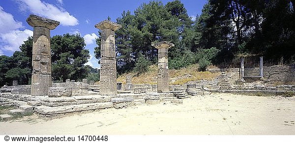 Ãœ  Geografie  Griechenland  Olympia  Ausgrabungen  Heratempel  erbaut: um 600 vChr.