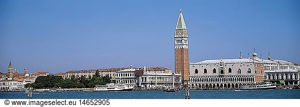 Ãœ Geografie  Italien  Venedig  Stadtansichten  Campanile  Dogenpalast  Canale Grande  Panoramaaufnahme