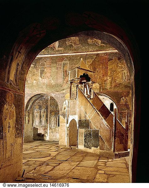 Ãœ Geografie  Mazedonien  Ohrid  Kirchen und KlÃ¶ster  Sveti Sofije  Innenansicht  Altarraum mit tÃ¼rkischer Mimbar  11. Jahrhundert