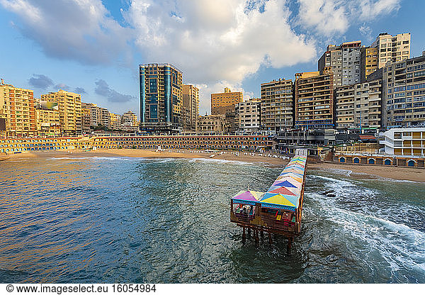 Ägypten  Alexandria  Strand von Stanley bei Sonnenuntergang