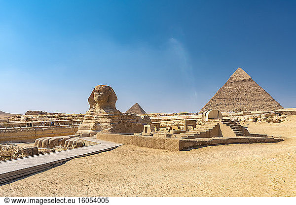 Ägypten  Gizeh Gouvernement  Gizeh  Große Sphinx von Gizeh und Gizeh Pyramiden