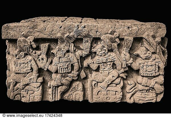16. Herrscher von Ruinen von Copan  Altar Q  Original aus dem Skulpurenmuseum  Akropolis  Westplaza  Ruinen von Copan  Honduras  Mittelamerika