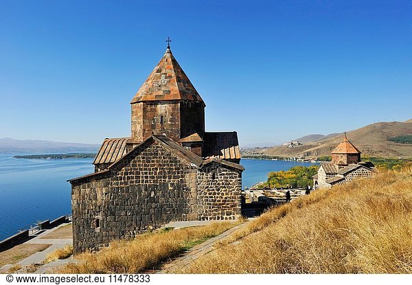 ''Holy Apostles'' church (Surp Arakelots)  Sevanavank Monastery on Sevan Peninsula  Lake Sevan  Gegharkunik region  Armenia  Eurasia.