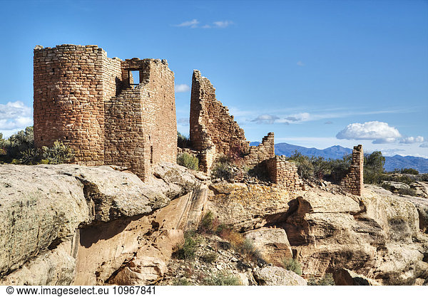 'Hovenweep Castle  constructed between 1230 AD and 1275 AD  Hovenweep National Monument; Utah  United States of America'