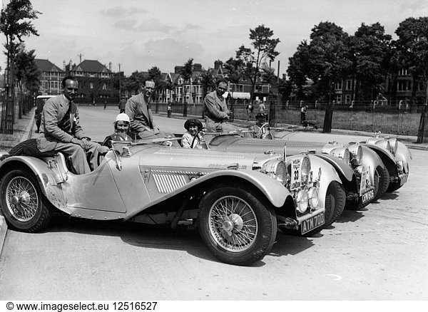 1937 Jaguar SS100 2 1/2 Liter Team auf walisischer Rallye  1937. Künstler: Unbekannt