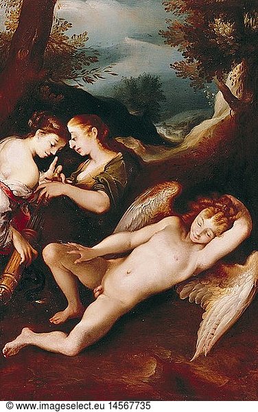 Ãœ Kunst  Aachen  Hans von  (1552 - 1615)  GemÃ¤lde  'Schlafender Amor'  Pommersfelden  Deutschland