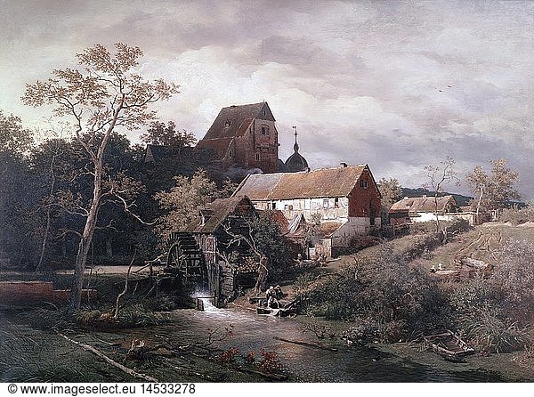 Ãœ Kunst  Achenbach  Andreas  (1815 - 1910)  GemÃ¤lde  'ErftmÃ¼hle'  1866  Ã–l auf Leinwand  165 cm x 230 cm  StÃ¤dtisches Kunstmuseum  DÃ¼sseldorf  Deutschland
