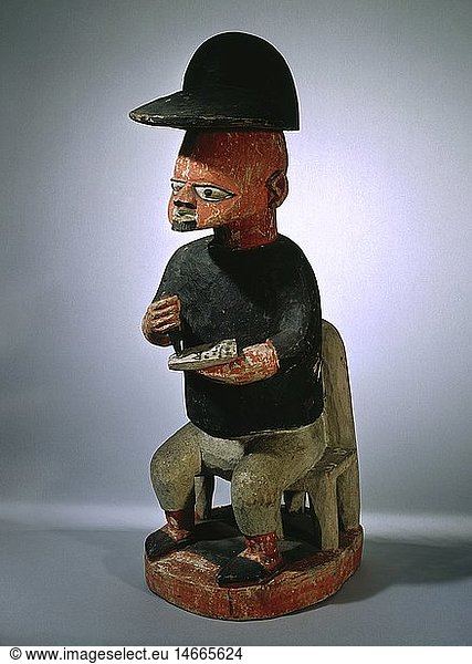 Ãœ Kunst  Afrika  Yoruba  Plastik  EuropÃ¤er mit Schreibbrett  bemaltes Holz  um 1900  VÃ¶lkerkundemuseum Berlin-Dahlem  Deutschland