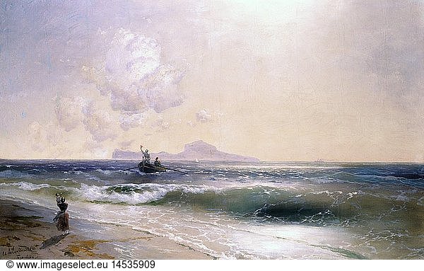 Ãœ Kunst  Aiwasowski  Iwan Konstantinowitsch  (1817 - 1900)  GemÃ¤lde  'Strandszene mit Capri'