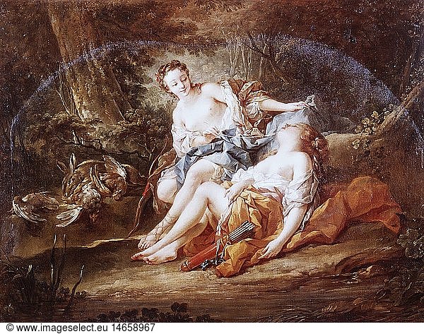 Ãœ Kunst  Boucher  Francois  (1703 - 1770)  GemÃ¤lde  'Die GefÃ¤hrtinnen der Diana'  18. Jahrhundert  Sammlung Thyssen-Bornemisza  Lugano  Schweiz