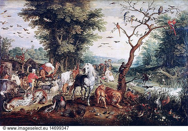 Ãœ Kunst  Brueghel  Jan der Ã„ltere  (1568 - 1625)  GemÃ¤lde  'Noah fÃ¼hrt die Tiere in die Arche'  1615  Museum der bildenden KÃ¼nste  Budapest