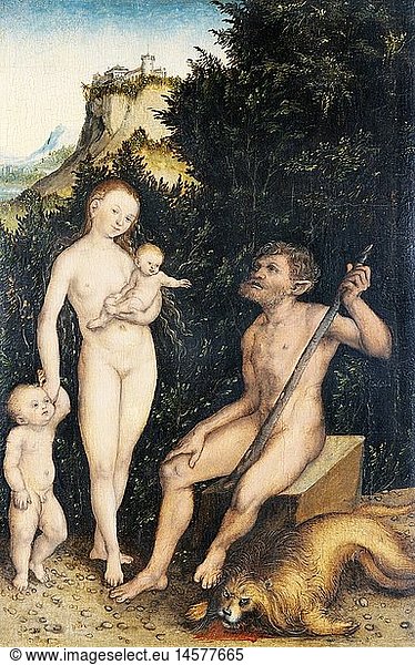 Ãœ Kunst  Cranach  Lucas  der Ã„ltere  (1472 - 1553)  GemÃ¤lde  'Faunenfamilie'  um 1527  FÃ¼rstliche Sammlungen  Donaueschingen  Baden-WÃ¼rttemberg