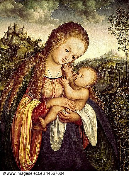Ãœ Kunst  Cranach  Lucas der Ã„ltere  (1472 - 1553)  GemÃ¤lde  'Maria mit dem Kinde'  um 1518  Staatliche Kunsthalle  Karlsruhe  Deutschland
