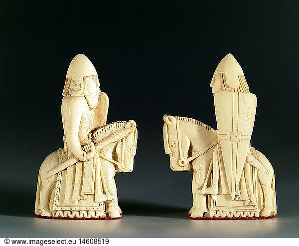 Ãœ Kunst  Epochen  nordische Kunst  Plastik  Schachfigur  Springer  Isle of Lewis  Ã„uÃŸere Hebriden  12. Jahrhundert  WalroÃŸ - Elfenbein  British Museum  London