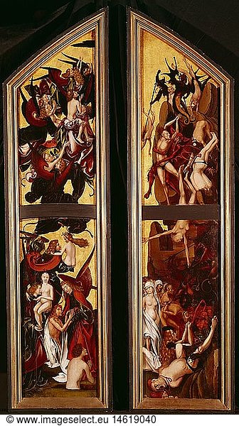 Ãœ Kunst  Fries  Ernst  (um 1465 - nach 1518)  GemÃ¤lde  'JÃ¼ngstes Gericht - Auferstehung der Seligen und HÃ¶llensturz der Verdammten'  Nadelholz  125 2 cm x 26 7 cm  Alte Pinakothek  MÃ¼nchen