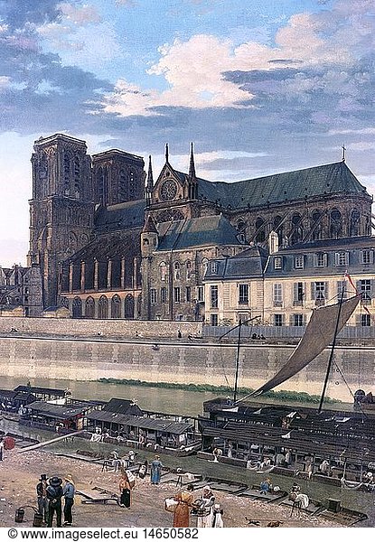 Ãœ Kunst  Gaertner  Eduard  (1801 - 1877)  GemÃ¤lde  'Notre Dame in Paris'