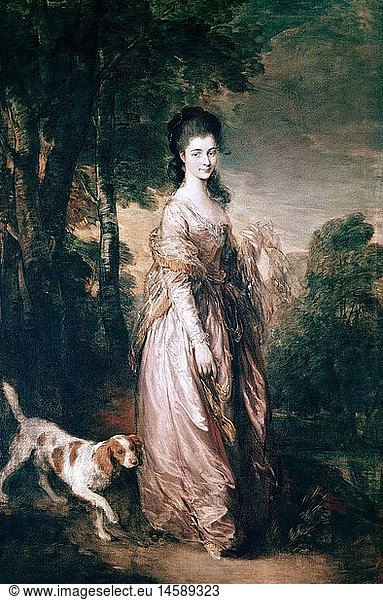 Ãœ Kunst  Gainsborough  Thomas  (1727 - 1788)  GemÃ¤lde  'Image of Mrs Lowndes-Stone'  ('Bildnis Mrs. Lowndes-Stone')  um 1775  Ã–l auf Leinwand  232 cm x 153 cm  Sammlung Gulbenkian  Lissabon