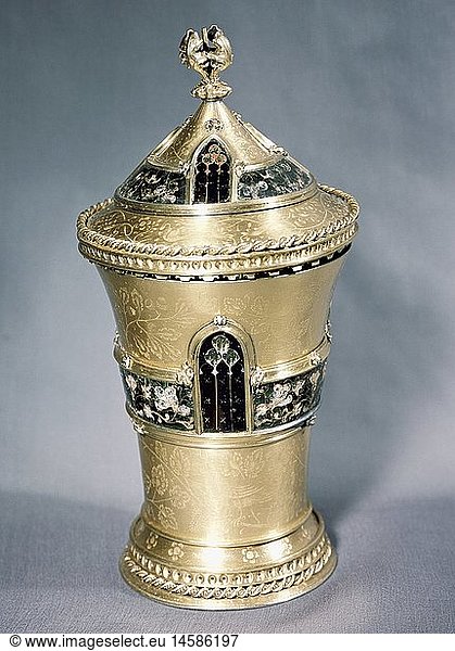 Ãœ Kunst  GefÃ¤ÃŸ  TrinkgefÃ¤ÃŸ  'Merode Cup'  Deckelbecher  Burgund oder Flandern  frÃ¼hes 15. Jahrhundert  Silber  vergoldet  Email  Victoria und Albert Museum  London