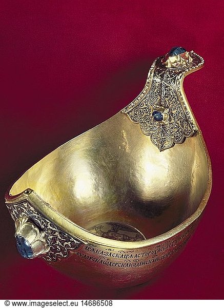 Ãœ Kunst  GefÃ¤ÃŸ  TrinkgefÃ¤ÃŸ  Trinkschale von Zar Iwan IV. 'der Schreckliche'  nach 1563  Gold  Saphir  Perle  GrÃ¼nes GewÃ¶lbe  Dresden