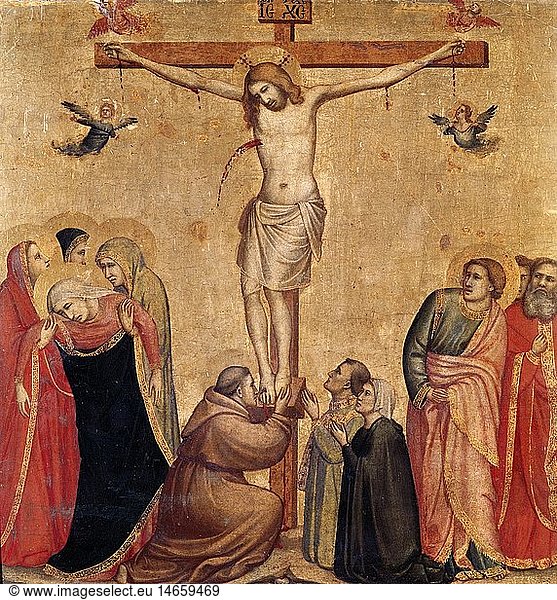 Ãœ Kunst  Giotto di Bondone  (1267 - 1337)  GemÃ¤lde  'Die Kreuzigung Christi'  Kastanienholz  45 cm x 43 7 cm  Alte Pinakothek  MÃ¼nchen