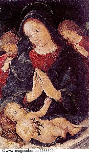 Ãœ Kunst  Liberale da Verona  (um 1445 - 1529 / 1536)  GemÃ¤lde  'Madonna de Cardellino'  ('Madonna mit dem Stieglitz')  Ã–l auf Holz  Castelvecchio  Verona