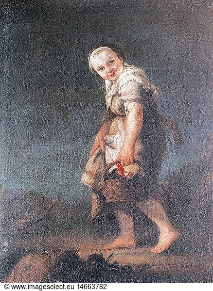 Ãœ Kunst  Longhi  Pietro  (1702 - 1785)  GemÃ¤lde  'Die kleine SchÃ¤ferin'  StÃ¤dtisches Museum  Bassano