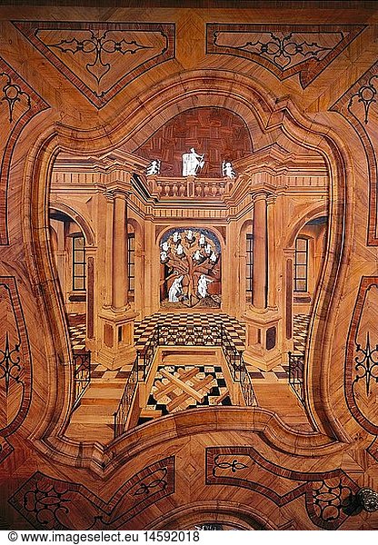 Ãœ Kunst  MÃ¶bel  SakristeitÃ¼r  Detail  Phantasie - Architektur  SÃ¼ddeutschland  18. Jahrhundert  Holz  Elfenbein  Silber  Bayerisches Nationalmuseum  MÃ¼nchen  Deutschland
