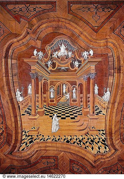 Ãœ Kunst  MÃ¶bel  SakristeitÃ¼r  Detail  Phantasie - Architektur  SÃ¼ddeutschland  18. Jahrhundert  Holz  Elfenbein  Silber  Bayerisches Nationalmuseum  MÃ¼nchen  Deutschland