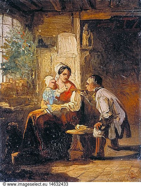 Ãœ Kunst  Moralt  Ludwig (1815 - 1888): GemÃ¤lde  'Eltern und Kind'