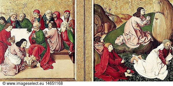 Ãœ Kunst  Sakralkunst  Jesus Christus  Passion  'Christus wÃ¤scht Petrus die FÃ¼ÃŸe' & 'Am Ã–lberg'  Altarbild  Meister von GroÃŸgmain  1500 - 1510  Museum Stadt Regensburg