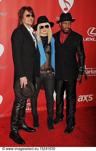 (L-R) Musicians Richie Sambora  Orianthi  and Michael Bearden attend the 2015 MusiCares Person of the Year Gala honoring Bob Dylan at the Los Angeles Convention Center on February 6  2015 in Los Angeles  California.