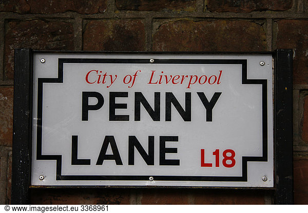 10868478  Liverpool  England  Great Britain  the Beatles  Penny Lane  street sign