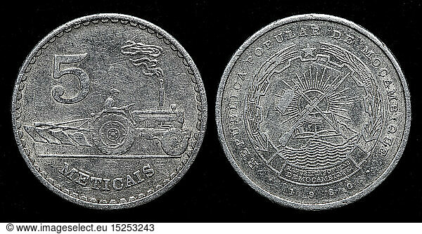 5 Meticais coin  Mozambique  1980
