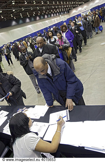 'More than 5000 unemployed residents of southeast Michigan showed up to look for work at a job fair sponsored by the city of Detroit