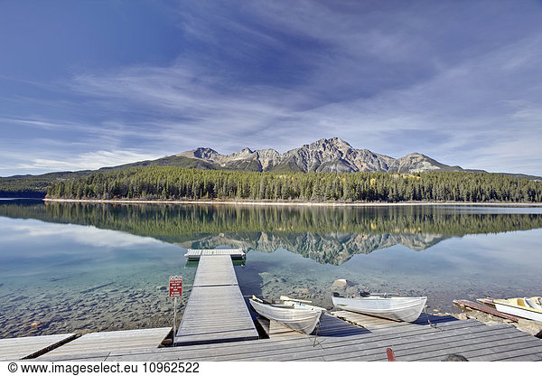 'Patricia Lake is a lake in Jasper National Park  near the town of Jasper; Alberta  Canada'