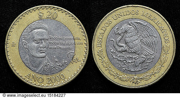 20 pesos coin  Mexico  2000