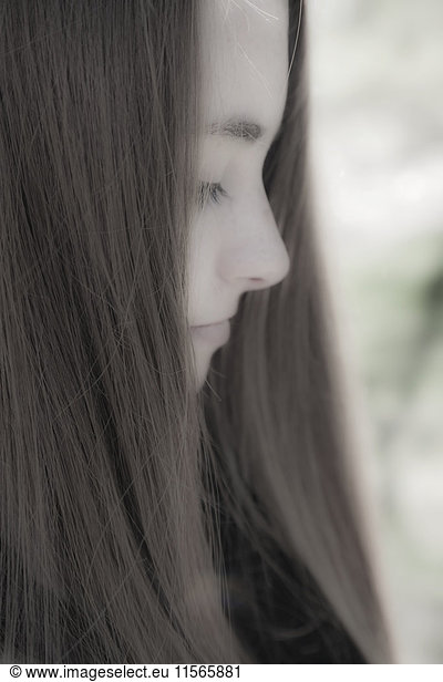 'Portrait of a teenage girl with a blurred face; Connecticut  United States of America'