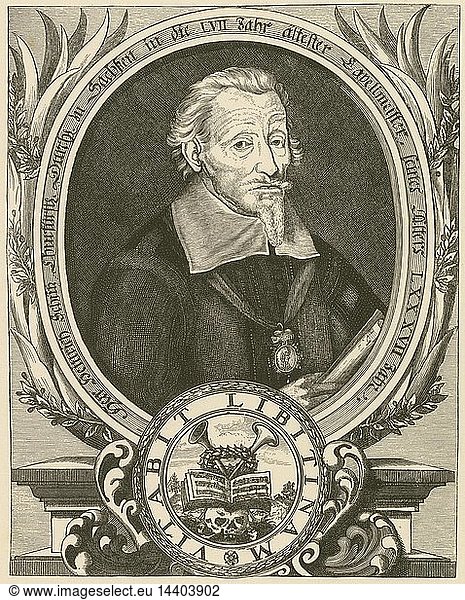 "Heinrich Schutz (1585-1672) German composer and organist   one of the most important composers of the 17th century and preeminent German composer before J S Bach. Engraving."