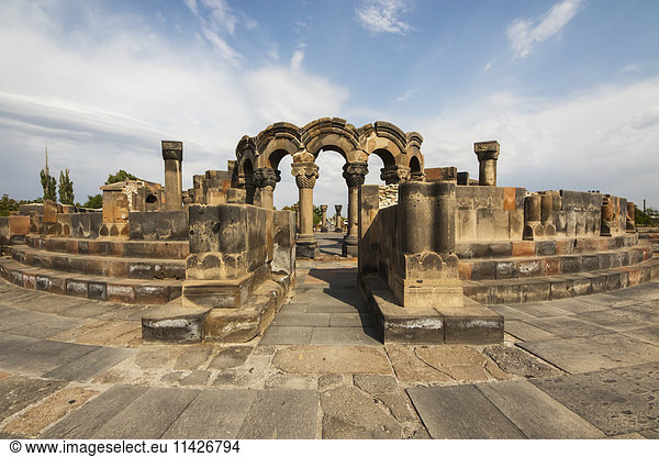 'Reconstructed arches and columns of Zvartnots Cathedral; Vagharshapat Armavir Province Armenia'