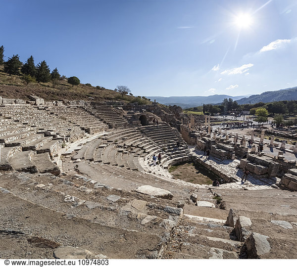 'Ruins of a theatre built in the second century; Ephesus, Izmir, Turkey'