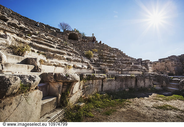 'Ruins of a theatre built in the second century; Ephesus  Izmir  Turkey'