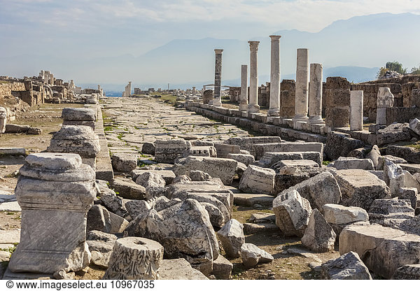 'Ruins of stone columns at a biblical site; Laodicea  Turkey'