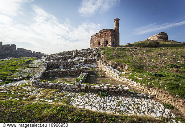 'Selcuk Castle and mosque with minaret; Ephesus  Turkey'