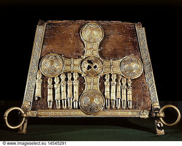 Ãœ SG hist.  Religion  Christentum  liturgische GegenstÃ¤nde  'Saint Manchan `s Schrein'  Saint Manchan `s Boher  um 1130  Bronze  vergoldet  Email  Nationales Museum von Irland  Dublin